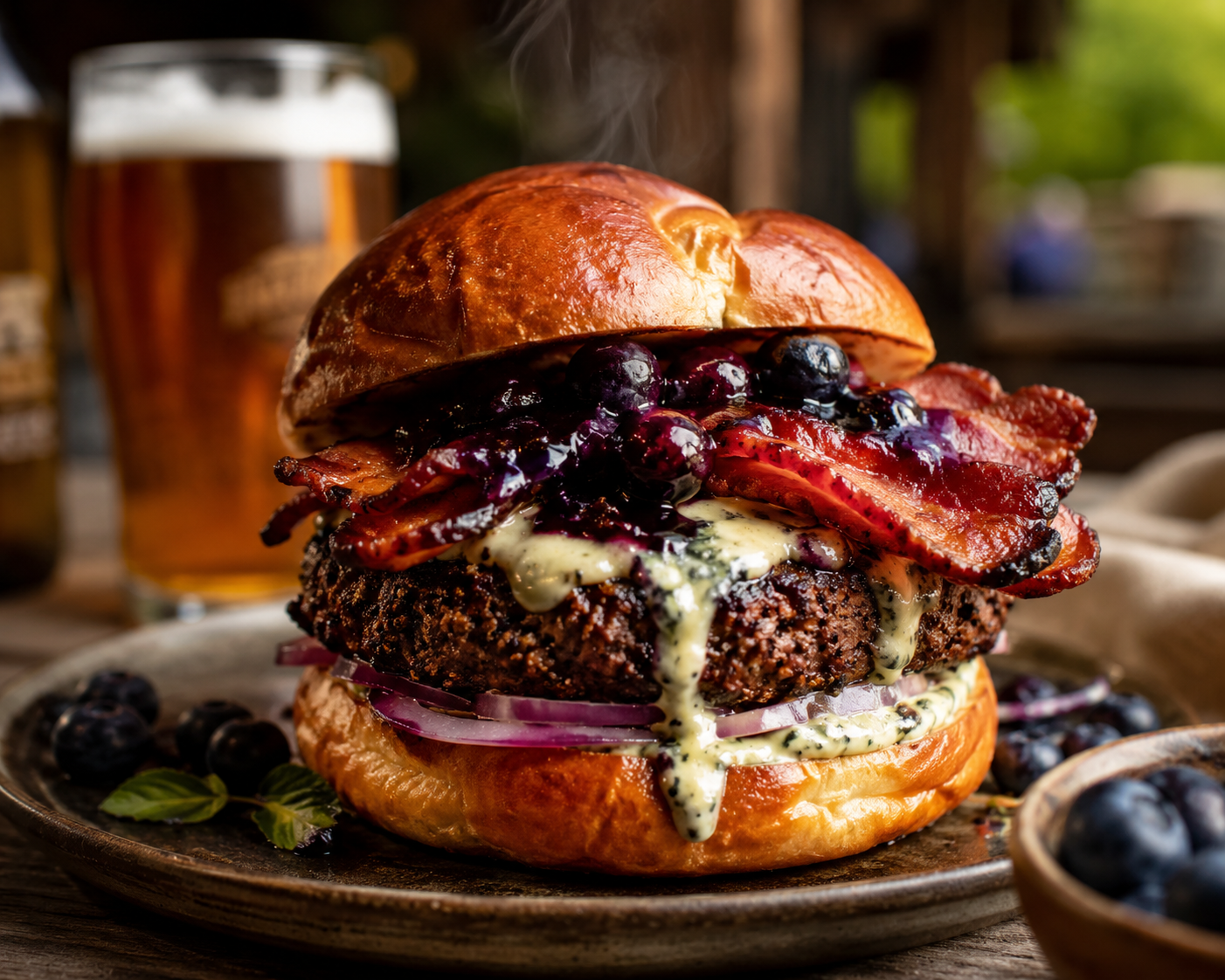 Blueberry Jerry Bacon Blue Cheese Burger
